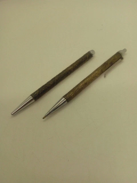 Lot De 2 Stylos Bille Argenté Globus - En Acier - Occasion Mais Fonctionnels - Idée Cadeau Corporate