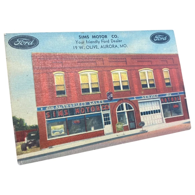 Vintage Ford Dealer Sims Motor Co Missouri Post Card Advertisement