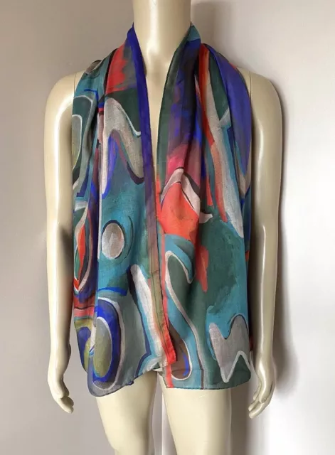 Paul Smith Silk Logo Multicolour Wool & Silk Blend Scarf Bnwt Made In Italy