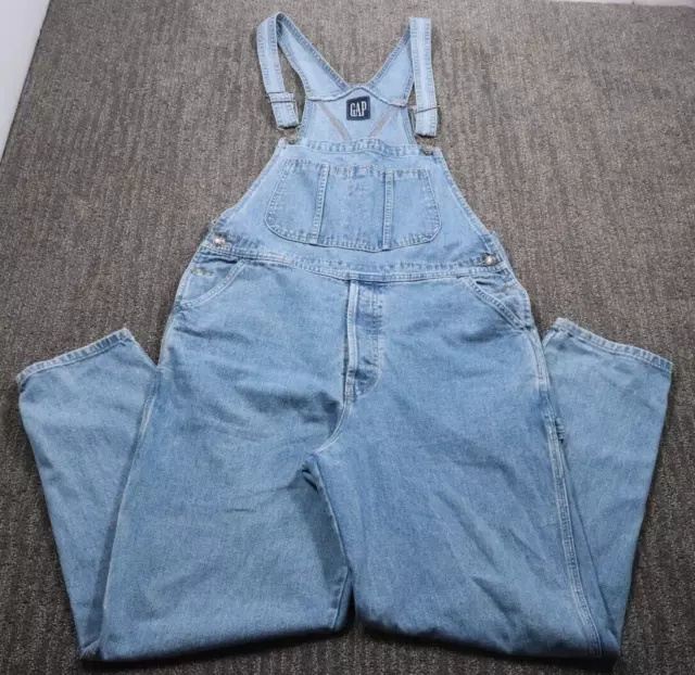 Gap Vintage Button Fly Denim Carpenter Overalls Relaxed Fit Workwear Women 34x30