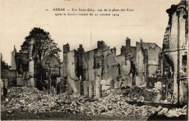CPA AK Militaire - Arras - Rue Saint-Géry - Vue de la Place - Ruines (698147)