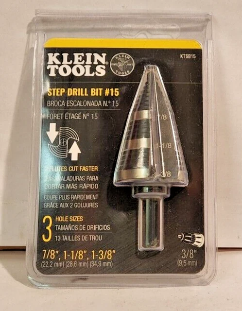 BRAND NEW!!! Klein Tools KTSB15 7/8", 1-1/8" for 1-3/8" Step Drill Bit #15