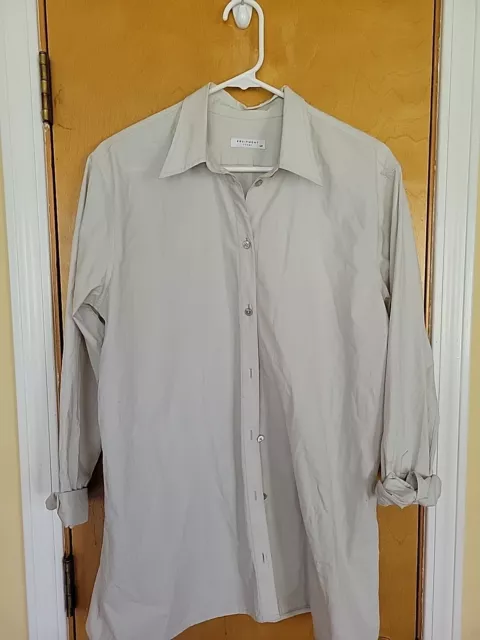 Equipment Femme Womens Cotton Grey Hem Collared Button Up Shirt Size S