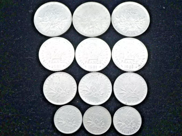 Konvolut Münzen Frankreich Franc 12 Stück