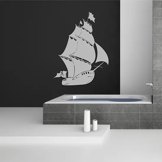 SHIP WALL STICKERS Tall Ship Bathroom Screen Sticker WALL ART DECAL QUOTE N141