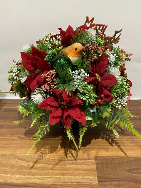 Vaso Tomba Commemorativo Fiori Artificiali Natalizi Di Alta Qualità...nuovo Di Zecca
