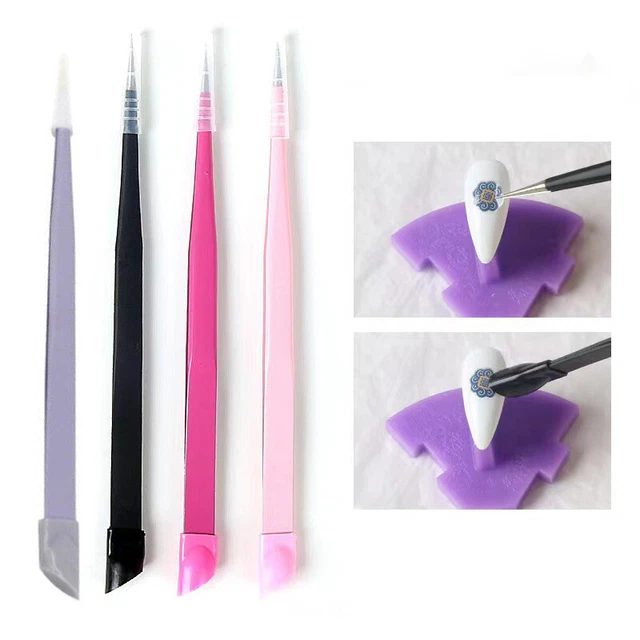Pinzette ciglia nail art a punta a due estremità precise strumento pressa in silicone sale TS