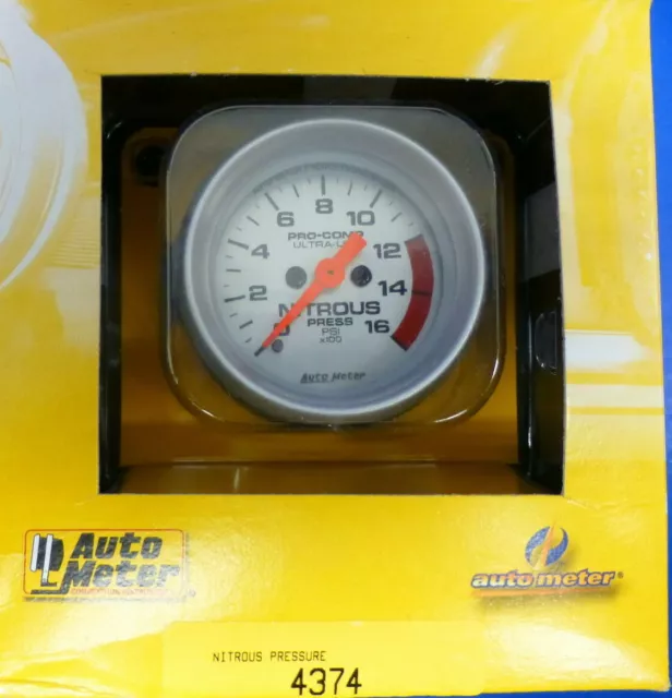 Auto Meter 4374 Ultra Lite Pro Comp Nitrous Pressure Gauge 0-1600 PSI 2 1/16