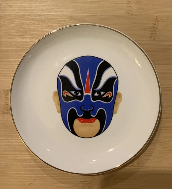 Chinese Peking Opera Mask Gold Lined Plate 5 inch bone china plate by Zhong Yuan