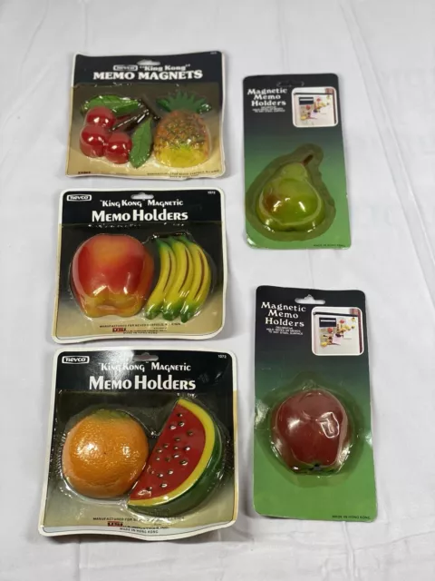 Lot Of 8 Fruit Memo Holders Refrigerator Magnet Fridge Some Nevco New