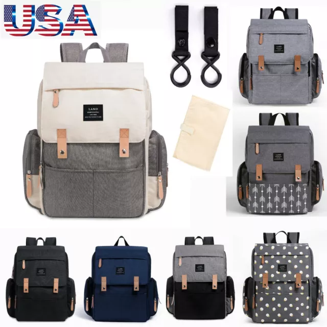 Baby Diaper Bag Mummy Maternity Nappy Backpack W/ Changing Pad + Stroller Hook