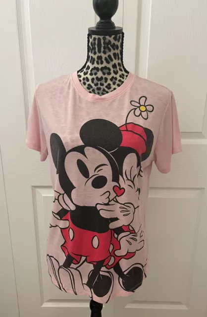 Disney Mickey and Minnie Adult T-shirt Light Pink Sz 2X