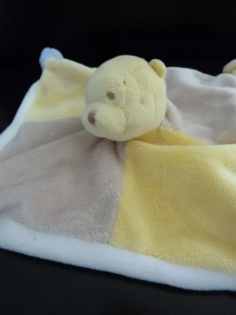 *. Doudou Plat Disney Baby Winnie Ours Jaune Bleu Gris Beige -  Etat Neuf* 2