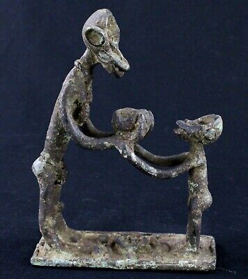 Art Africain Tribal - Couple de Singes en Bronze Lobi - Burkina Faso - 20 Cms