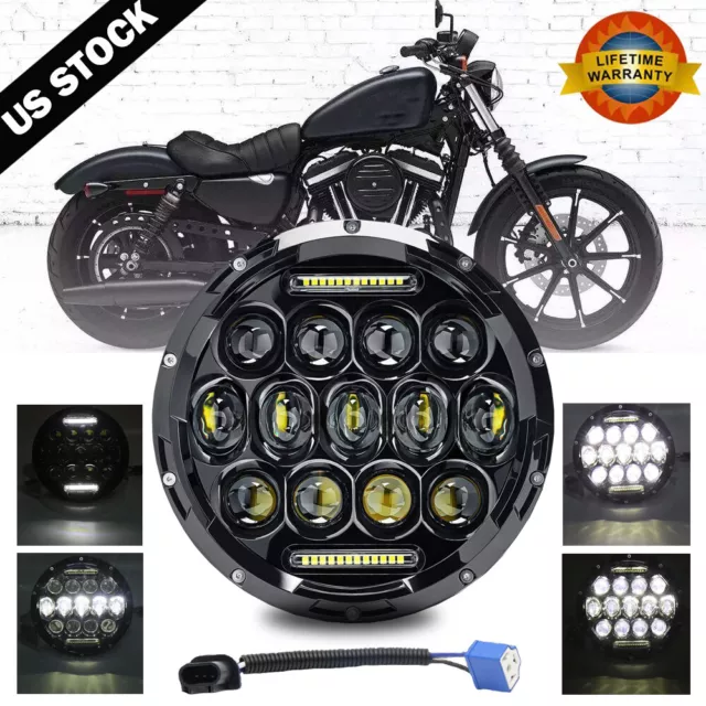 7" inch Motorcycle LED Headlight Halo for Harley Davidson Touring Sportster