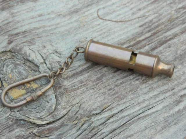 Vintage Collectible Nautical Brass Anchor Whistle Key Chain Marine Kay Ring New