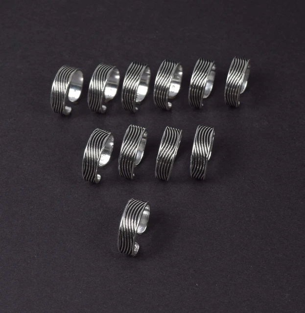 WHOLESALE 925 11PC Solid Sterling Silver Plain Adjustable Toe Ring Lot ...
