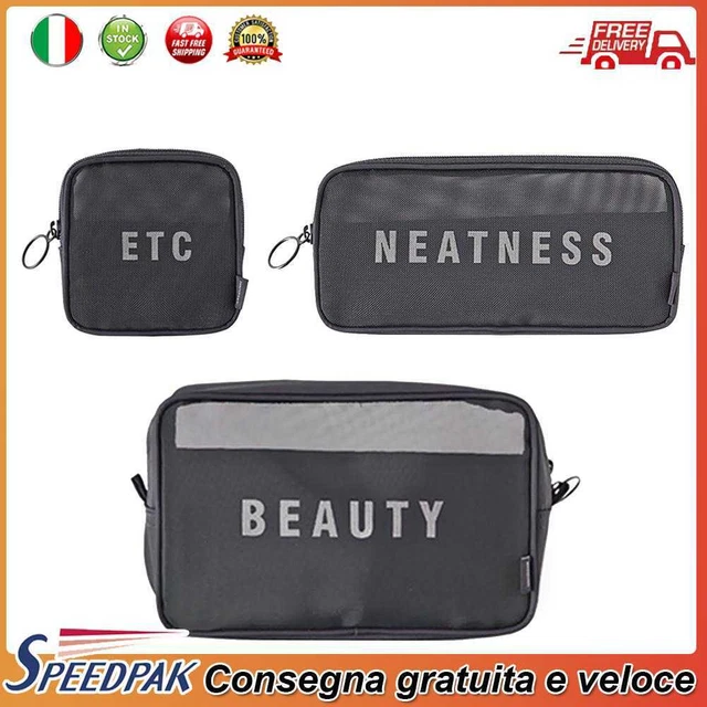 Women Travel Mesh Cosmetic Bag Zipper Makeup Pouch Toiletry Kit Organizers