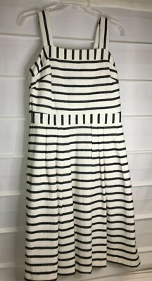 Eva Mendes NY & Co Black & White Striped Cotton Blend Sun Dress Size 8 EC!