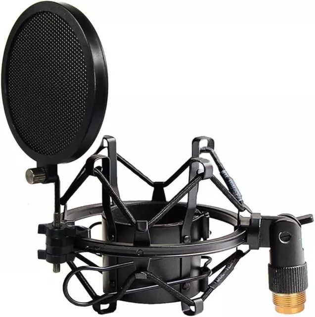 47-53mm AT2020 Microphone Shock Mount With Pop Filter & Adapter Tencro