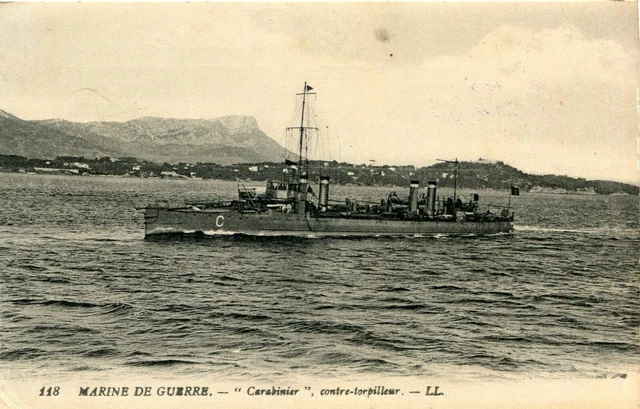 MARINE GUERRE CARABINIER Contre Torpilleur Ecrit du Cachet