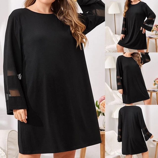 Robe pyjama 2022 femme XL -4XL respirant longueur genou robe de soirée cou O