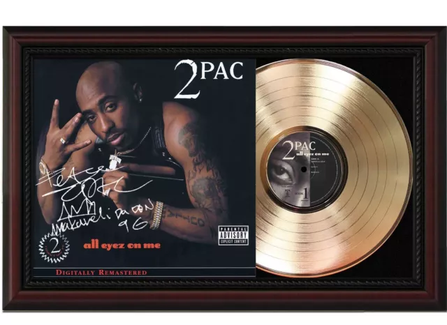 2Pac All Eyez On Me Framed Cherry wood Reproduction Signature LP Record Display.