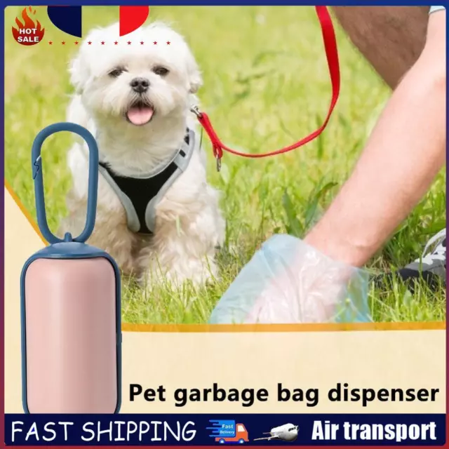 Pet Dog Poop Bag Dispenser Puppy Pick Up Waste Garbage Bag Carrier (Pink) FR