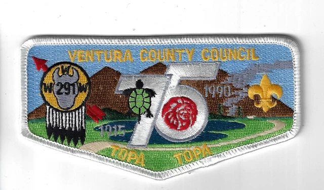 OA 291 Topa Topa 1915-1990 WWW Flap WHT Bdr. Ventura County Council [MK-4850]