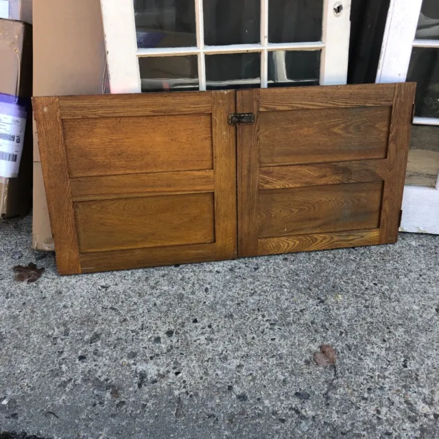 WOW pair vintage chestnut sliding paneled butler pantry doors 24.25” x 24 5/8”