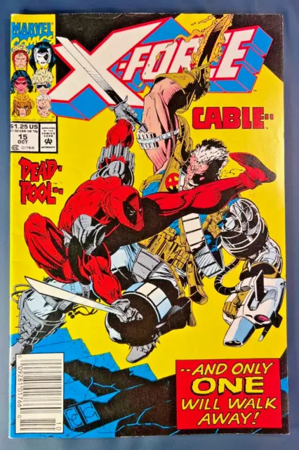 Marvel Comics X-Force Cable.. Dead Pool.. only one will walk away #15 Oct 1992