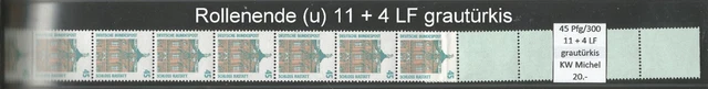 RM Sehenswürdigkeiten 45 Pfg RG 300 ROLLENENDE 11 + 4 LF u grautürkis