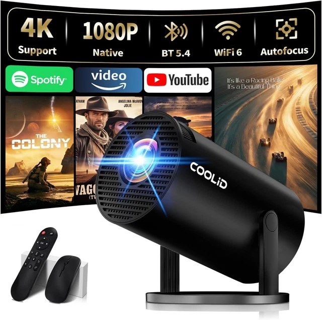 AGIMA X1 Mini Proiettore Smart 1080P 4K Con Android TV Integrato, Correzione Automatica Trapezio, Rotazione 180°, Nero
