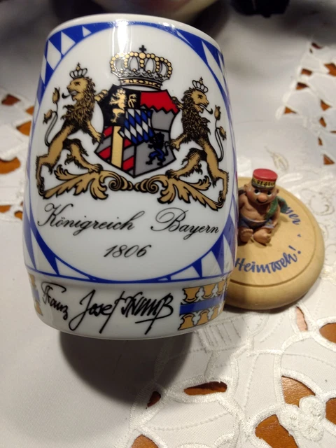 BIERKRUG mit F.J.Strauß Schriftzug und Aloisius Abdeckung