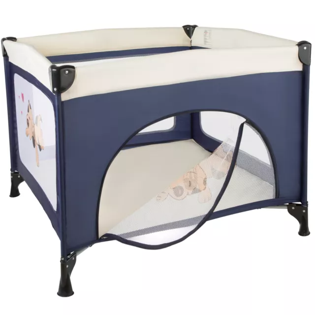 Parc pour bébé lit pliant parapluie avec matelas lit de voyage réglable bleu 3