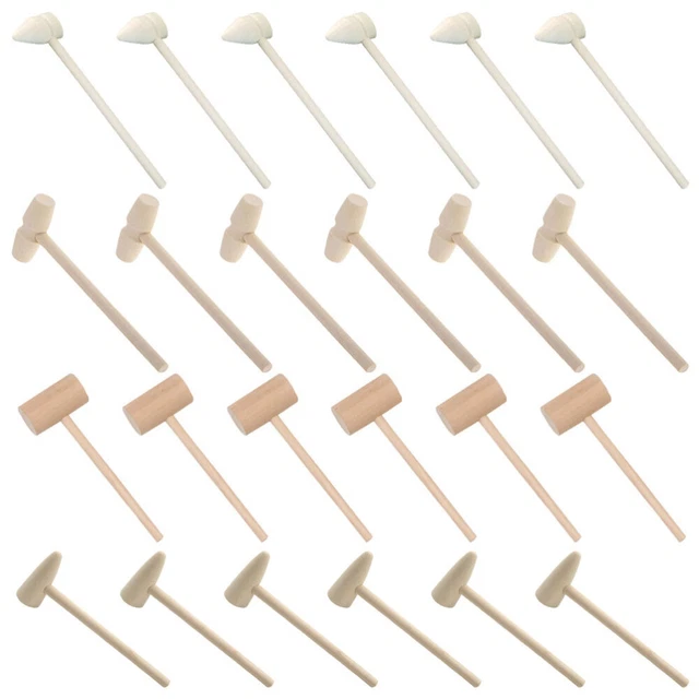 24 pezzi Wooded Mini Hammers martello per torte in legno multiuso Kids Hammer Toys
