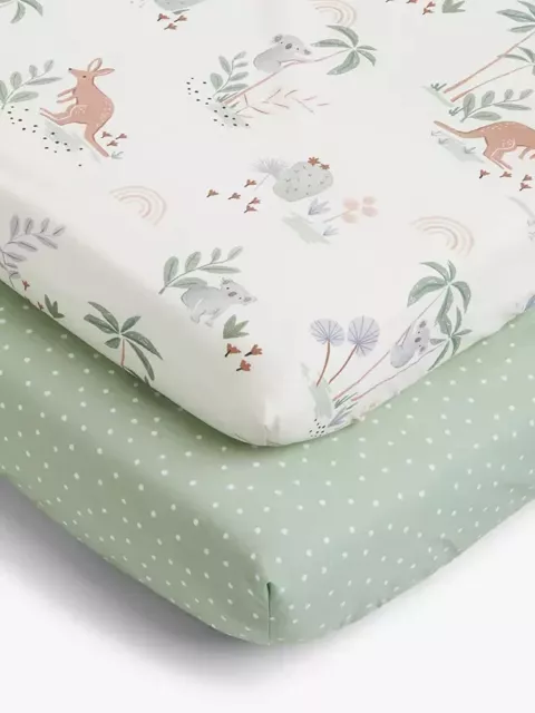John Lewis Outback Kinderbett Passformblätter Baumwolle, 2er-Set, 100 % Baumwolle, 70x140 cm