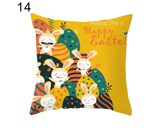 Easter Cartoon Rabbit Bicyle Throw Pillow Cover Case Cushion Home Sofa Car De...