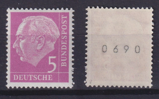 Bund 179xv Heuss 5 Pf gerade Nr. 0690 gepr. postfrisch