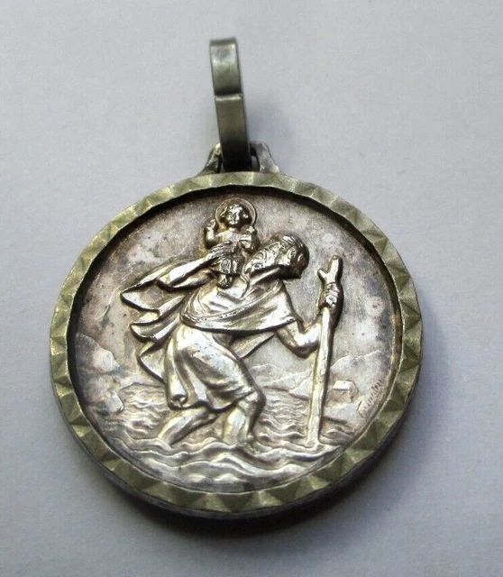 Pendentif Filigrane Argent Vintage - Médaille Sainte Anne D'Avray, Bijou Ancien