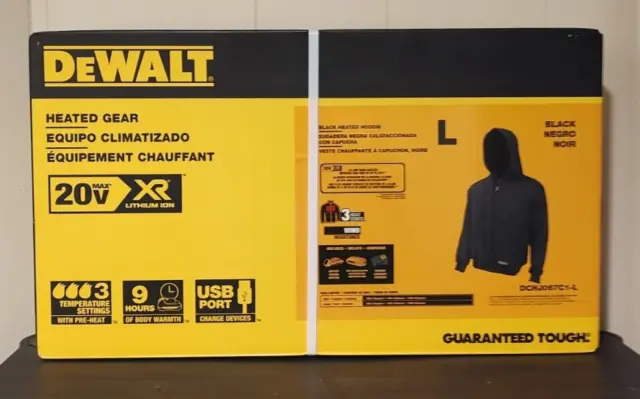 DEWALT 12V/20V MAX Li-Ion HEATED HOODIE  20V DCHJ067C1-L BRAND NEW IN BOX BLACK