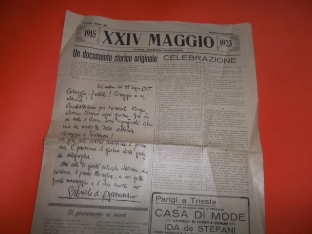 Ww1  Numero Speciale 1915 Xxiv Maggio 1923 Gabriele D'annunzio Trieste Guerra