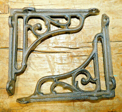 2 Cast Iron Antique Style HEAVY DUTY Brackets Garden Braces Shelf Bracket VINE