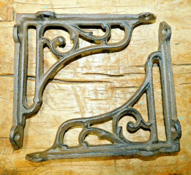 4 Cast Iron Antique Style HEAVY DUTY Brackets Garden Braces Shelf Bracket VINE