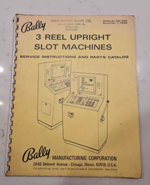Bally 3 Reel Upright Slot Machines Service & Parts Catalog Very Good Condition