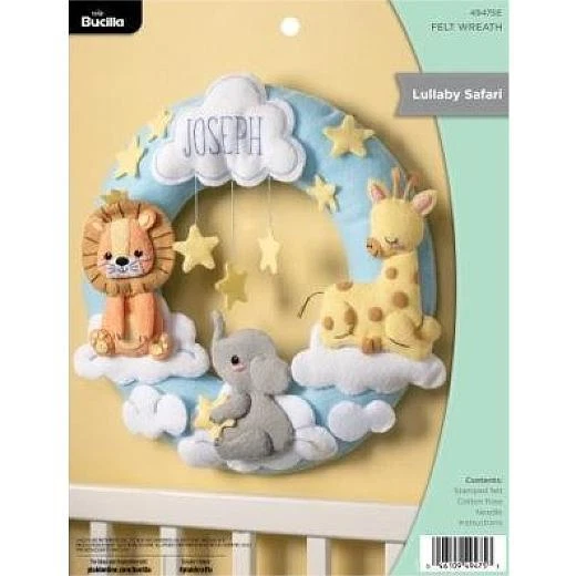 Bucilla Filz 16" Filzkranz Applikationsset - Wiegenlied Safari