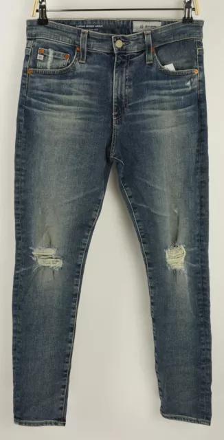 New Adriano Goldschmied Farrah Skinny Ankle Women's 29 x 28 Dark Blue Torn Jeans