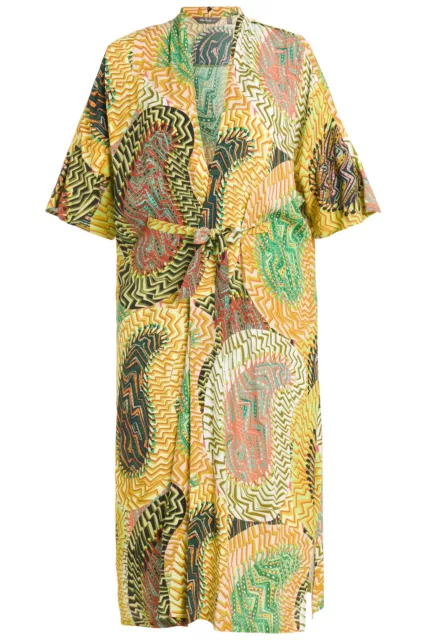 Ulla Popken Damen große Größen Kimono Kleid Stehkragen Gürtel