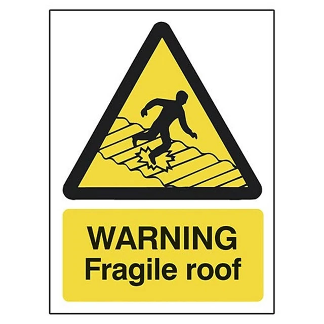 Danger Fragile Roof Safety Sign - 1.2mm Rigid Plastic 400mm X 300mm - View #8