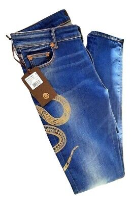 ROBERTO CAVALLI WOMEN USA Size 30 Blue Stretch Skinny Jeans 